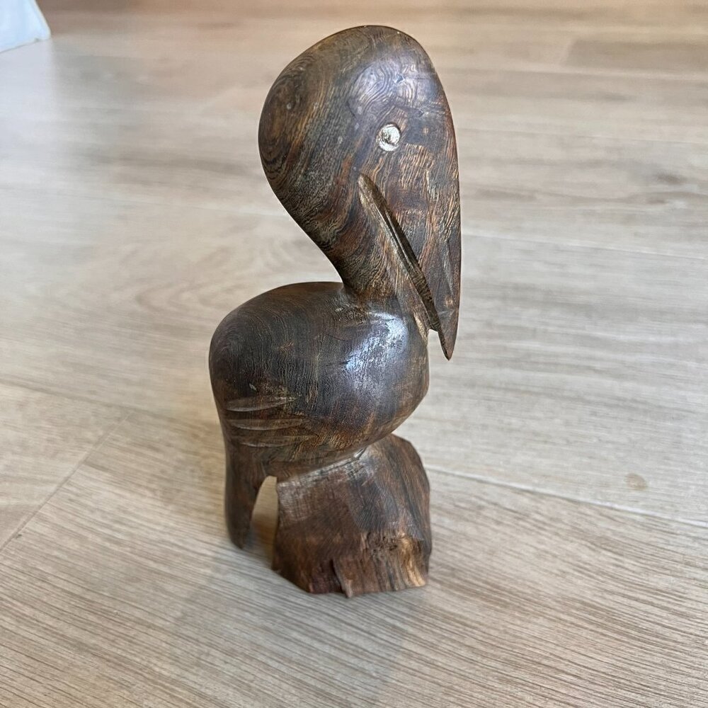Ironwood Pelican Hand Carved 7 3/4" MCM Collectible Figurine Nautical Decor - Picture 3 of 11